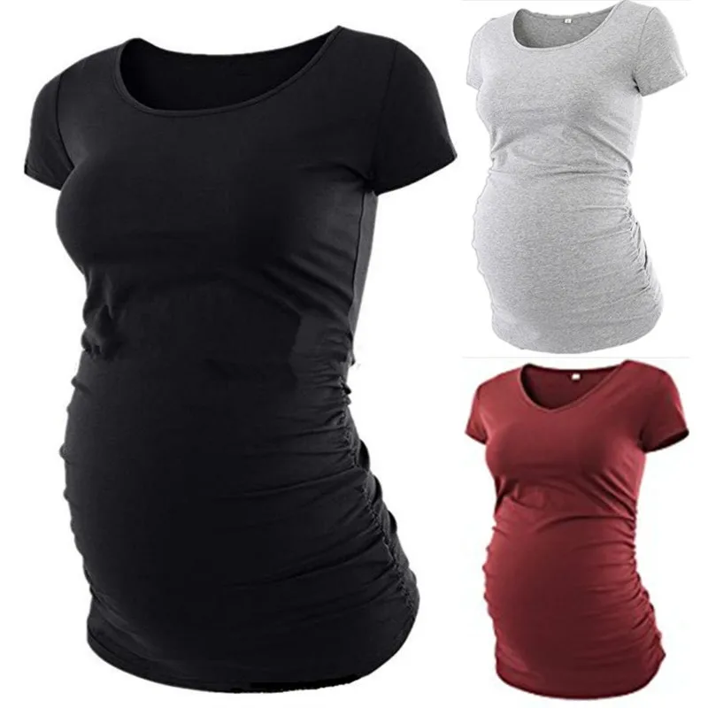 Maternity Casual T Shirt Breastfeeding Clothes Pure Colour Short Sleeve Nursing Top Casual Pregnant Tshirt Dropshipping