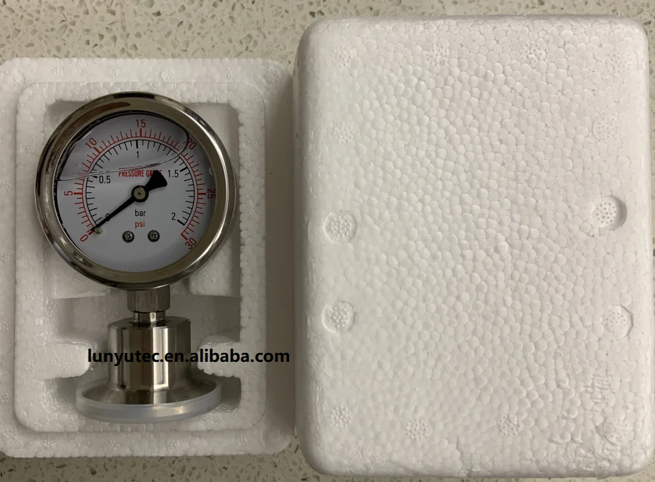 Tri Clamp Pressure Gauge Stainless Steel 0-30 PSI 0-2 BAR