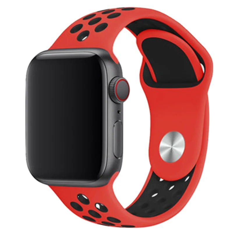 High Quality Rainbow Two Tone 41mm 42mm 45Mm Strap Sport Hollow-Out Silicone Band MenS Watch For Apple Watch Series 6 7 Se