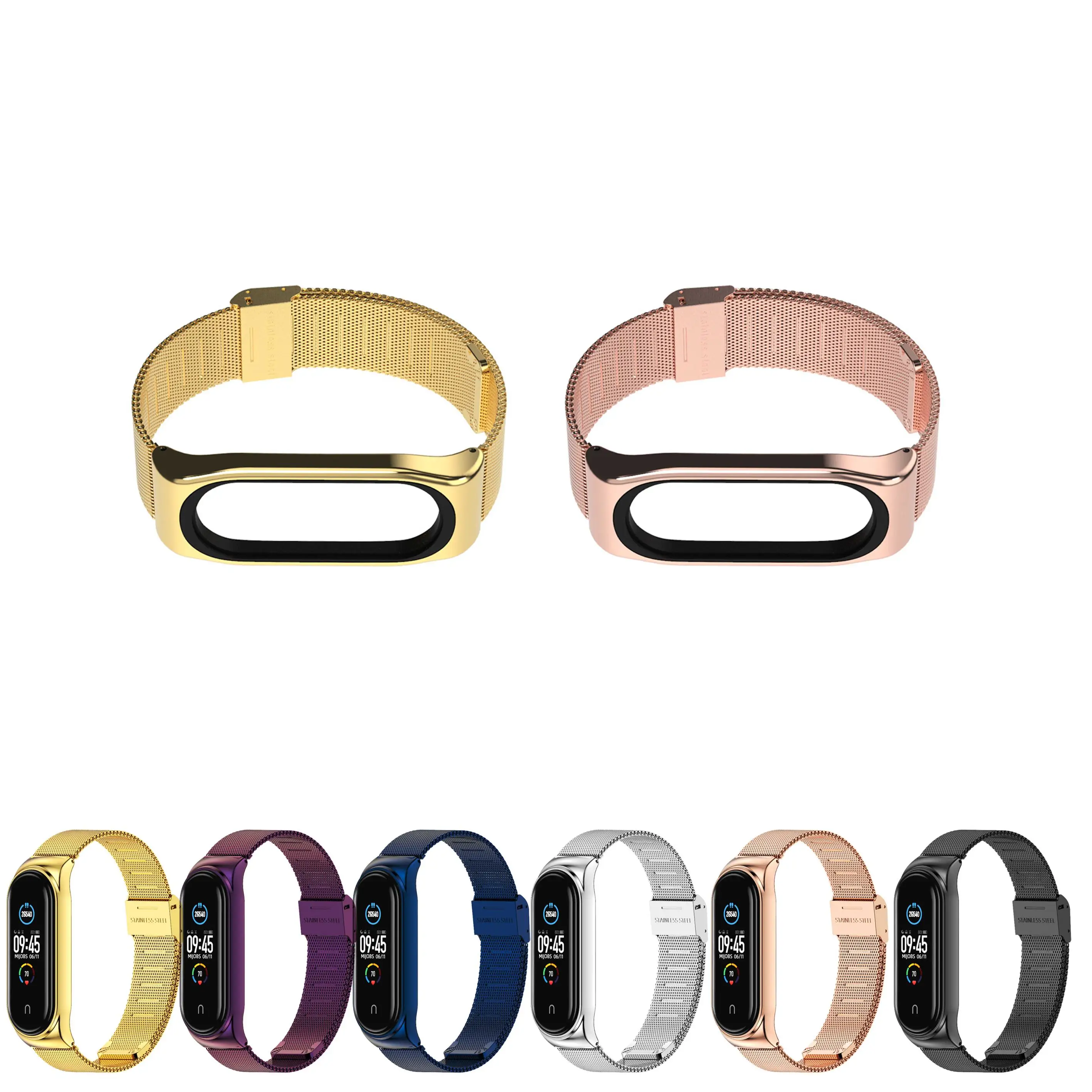 
Hot sale mi band 4 3 metal strap stainless stell mi band 5 for xiaomi version global 