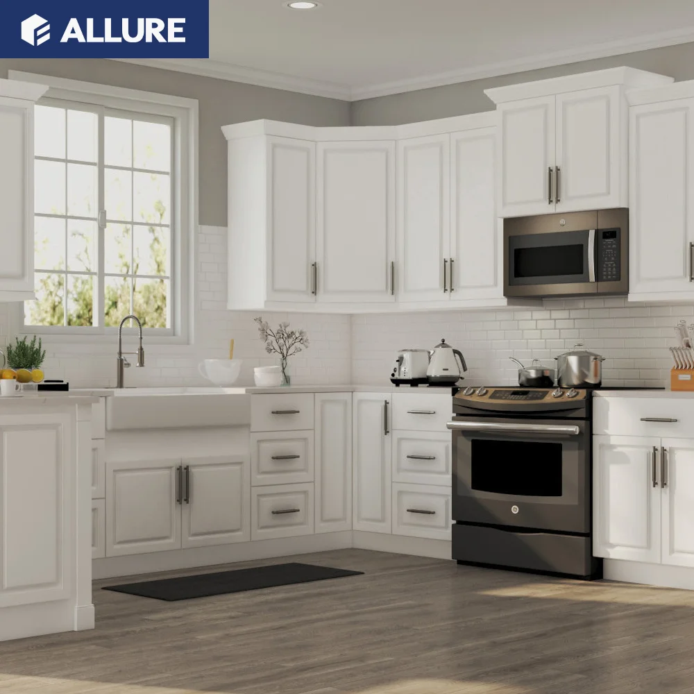 Allure White Ash American Solid Wood Oak Kitchen Cabinets with Wall Cabinet