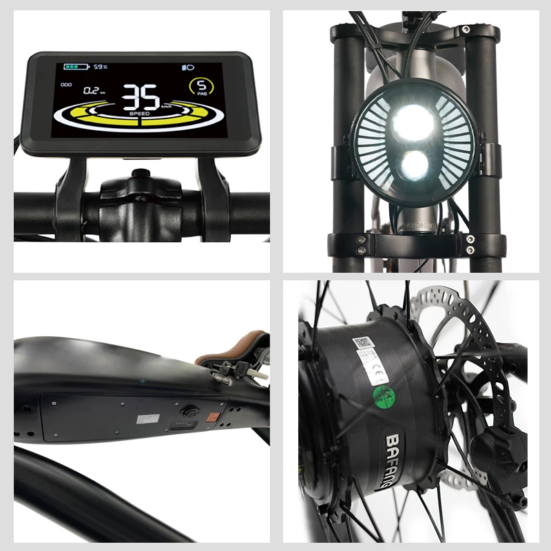 Hoya China OEM Factory Newest hot selling vintage beach cruiser 26 inch fat tire city road e bicycle bike ebike With CE