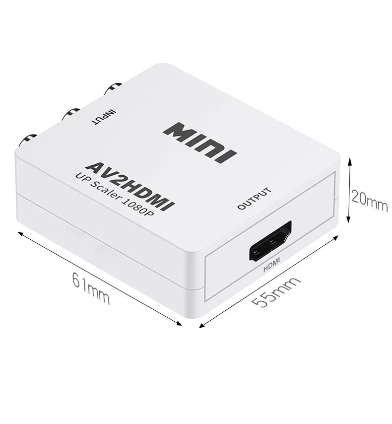 rca to hdtv converter av2hdmi converter av to HD box av to hd mi supporting full HD 1080p with USB cable