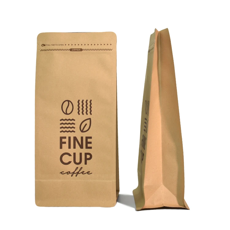 supplier custom printed paper flat bottom coffee plastic bean packaging logo kraft paper bags with valve zipper china tin tie