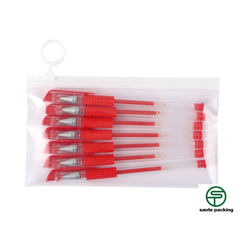 Custom Transparent PE Pencil Rubber Ruler  Band Packing Zipper Bag