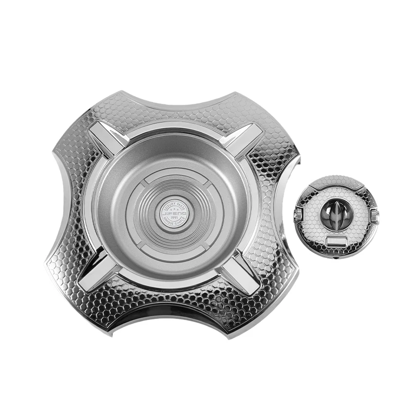 JIFENG JF-TZ267 UFO design vintage/fashion style metal cigar ashtray and cutter set with cigar punches both sides for cigar gift