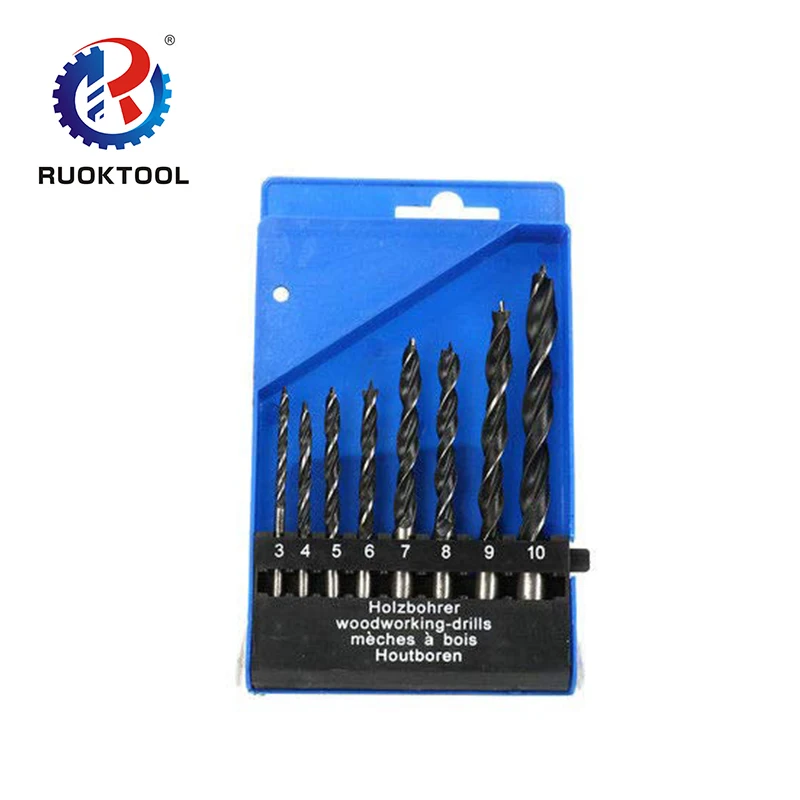 Factory Best Materials 8pcs 3-10mm HCS Drill Bit Set High Quality Brad Point Wood Drill Bit