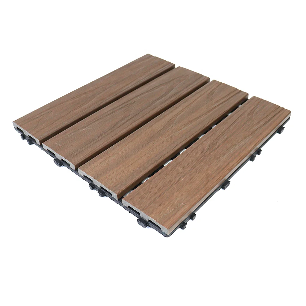 long lasting wood texture diy decking tiles co-extruded floor interlock for outdoor balcony