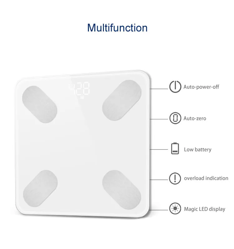2023 New White Bathroom Scale Digital BMI Smart Blue Tooth Body Fat Scale