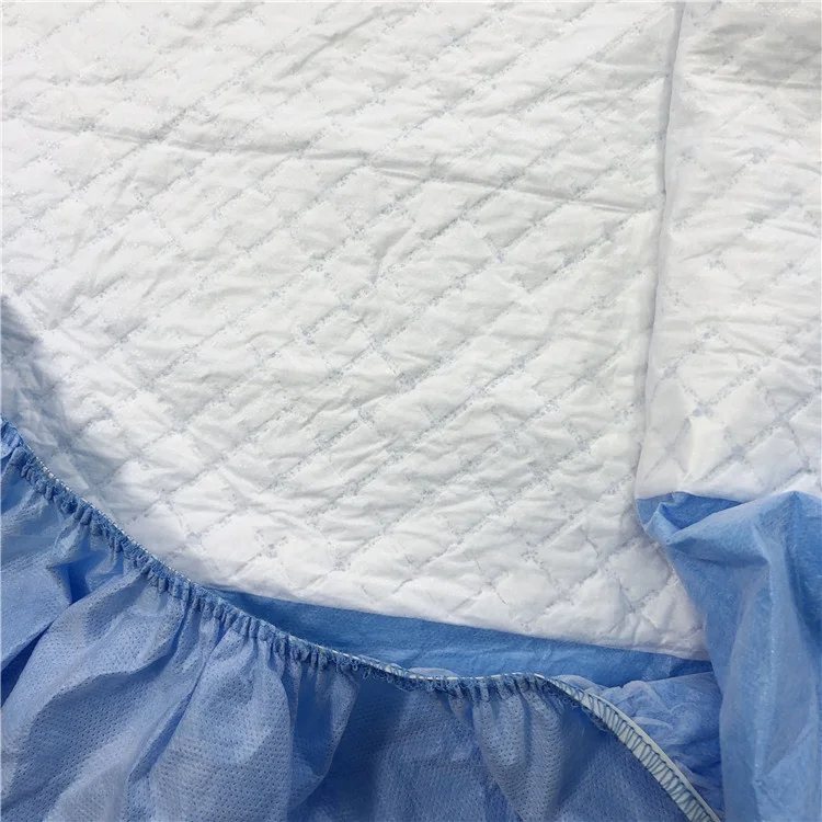 Chinese manufacturer underpad sewing rubber band bedspread hospital breathable film + non woven  Disposable Elastic Bed Cover