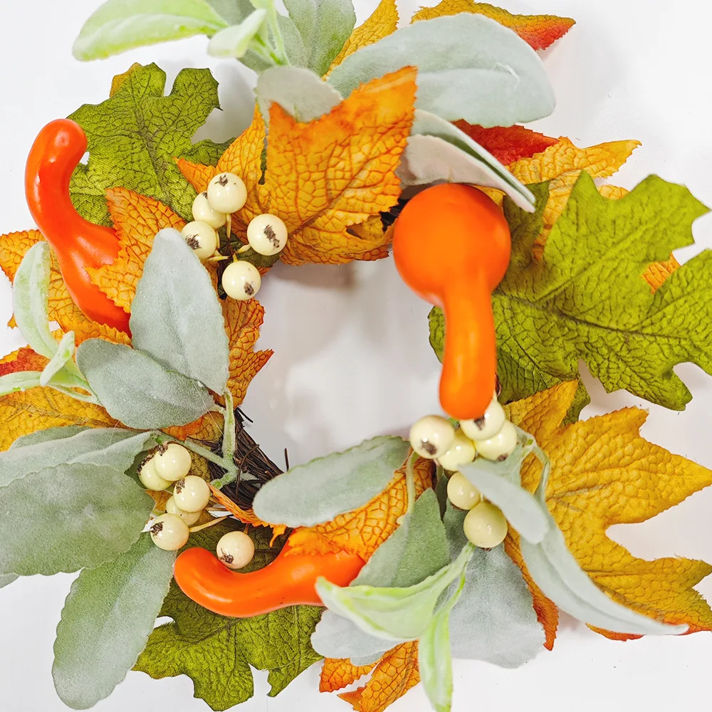 Thanksgiving Harvest Festival Maple Leaf candlestick Decoration Maple Leaf pumpkin acorn Fall Decoration Mini wreath 30CM