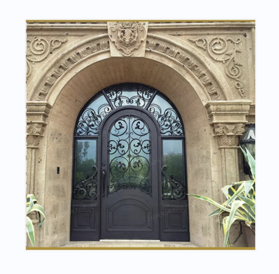 Factory Wholesale Handmade European Style Customized Wrought Iron Door