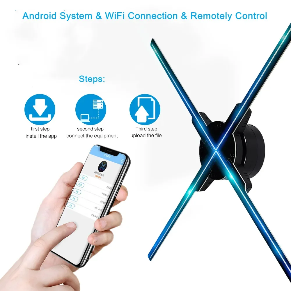 High Technical Definition Easy Management Supper Effective 3D Hologram Fan Advertising Player