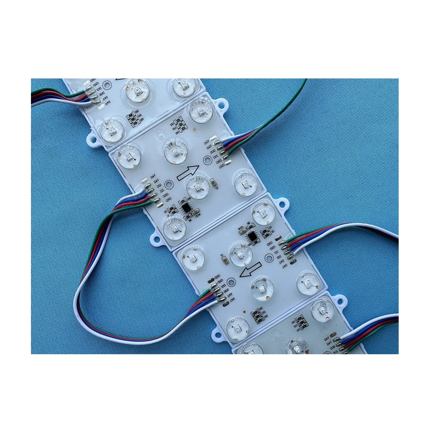 Full Color LED Light Module IC 8518 Resume from Break-Point SMD 3030 DC24V 6 led 4W Diffuse Reflection Lens 70mm*70mm*7mm