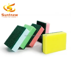 Gloway Manufacturer Custom Double-Sided Powerful Dishwashing Scrub Sponge Heavy Duty Scouring Pad Kitchen Cleaning Sponge