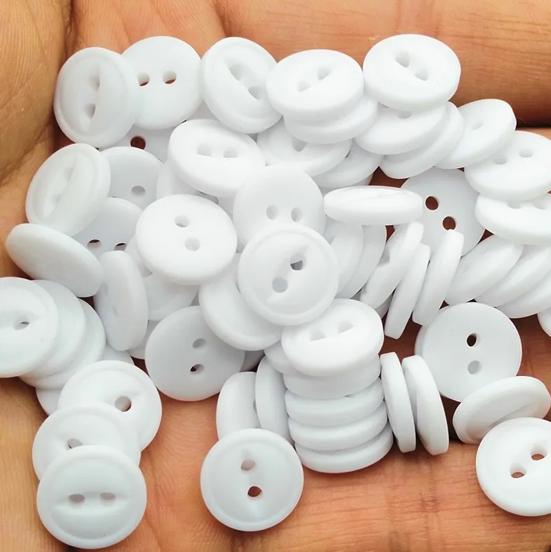 18L 11.5mm 2 holes fish eye resin button with rim in dull white color, dyeable resin button