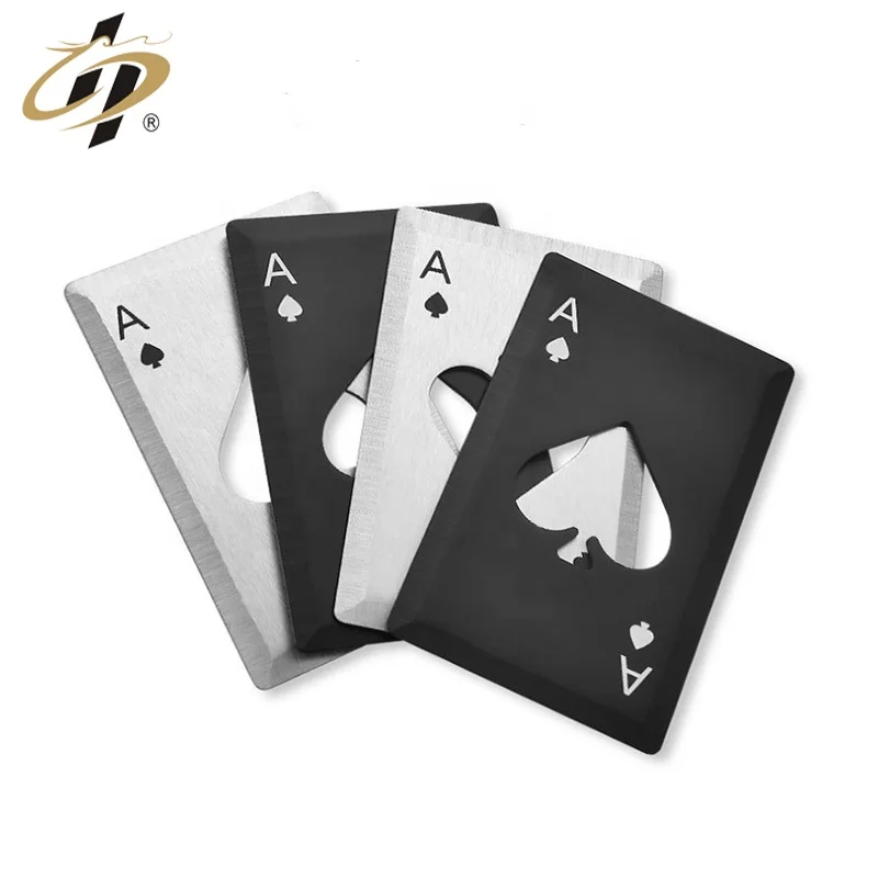 Wholesale cheap stainless steel poker card metal beer bottle opener