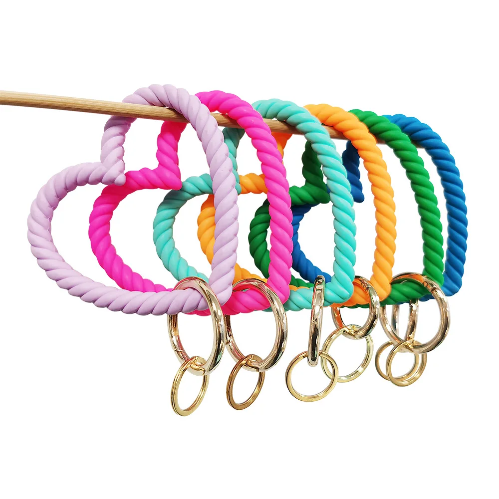 New Heart-shaped Bracelet Key Ring Silicone Sports Elastic Bracelet Car Key Wallet Hanging Ornament Ring