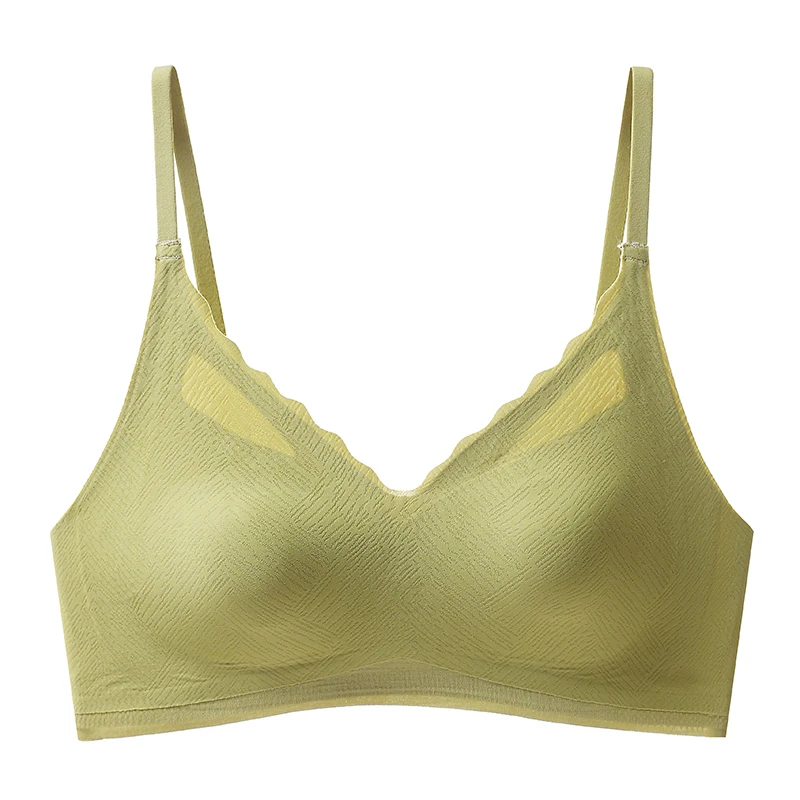 Adjustable strap V-neck Wireless Comfort Push Up Latex Underwear Women Sleeping Bras 32 size Seamless Bra