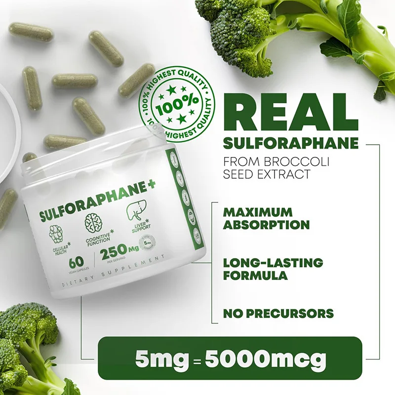 OEM/ODM/OBM Broccoli Sprouts & Seed Extract Sulforaphane Capsule For Antioxidant Detox Cleanse Cardiovascular Liver Cleanse