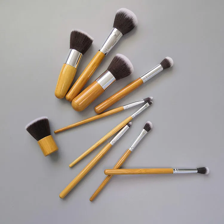 10Pcs Makeup Brush Set Professional bamboo handle Foundation Powder Eyebrow Eyeshadow Eyebrow Concealer smudge Brushes Kits
