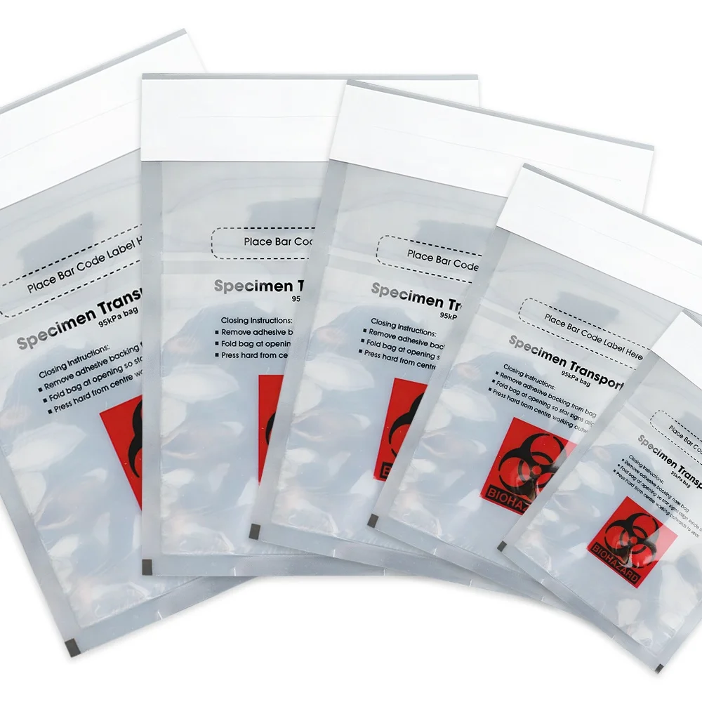 Hot Sale LDPE 95kpa Absorbent Specimen Transport Bag Bio Hazard Zipper Bags for Lab & Hospital Medical Use PE Plastic Packaging