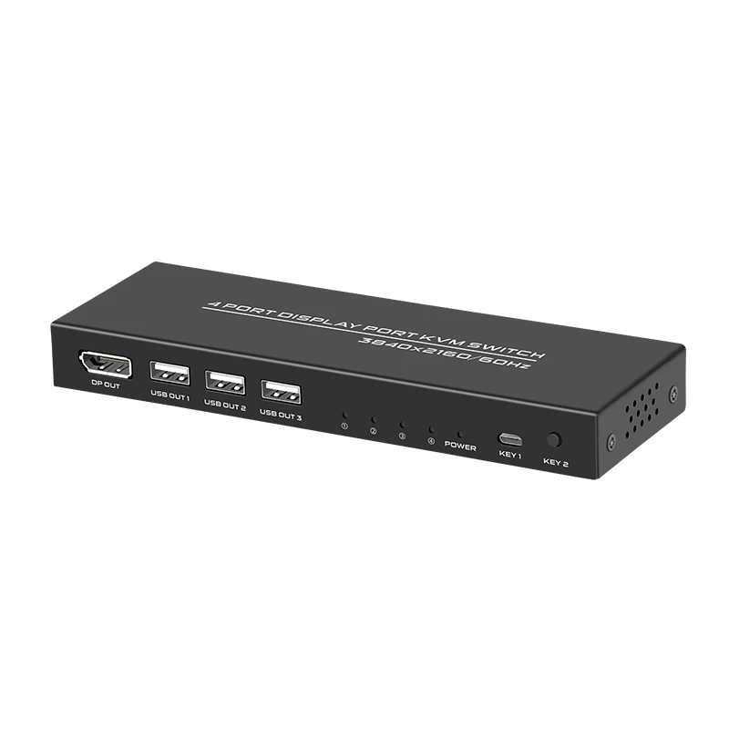 FJ-DK401 FJGEAR Plug and play 4 Port 4 in 1 out Display Port Kvm switch Support 3840*2160@60Hz USB 2.0 DP KVM Switch