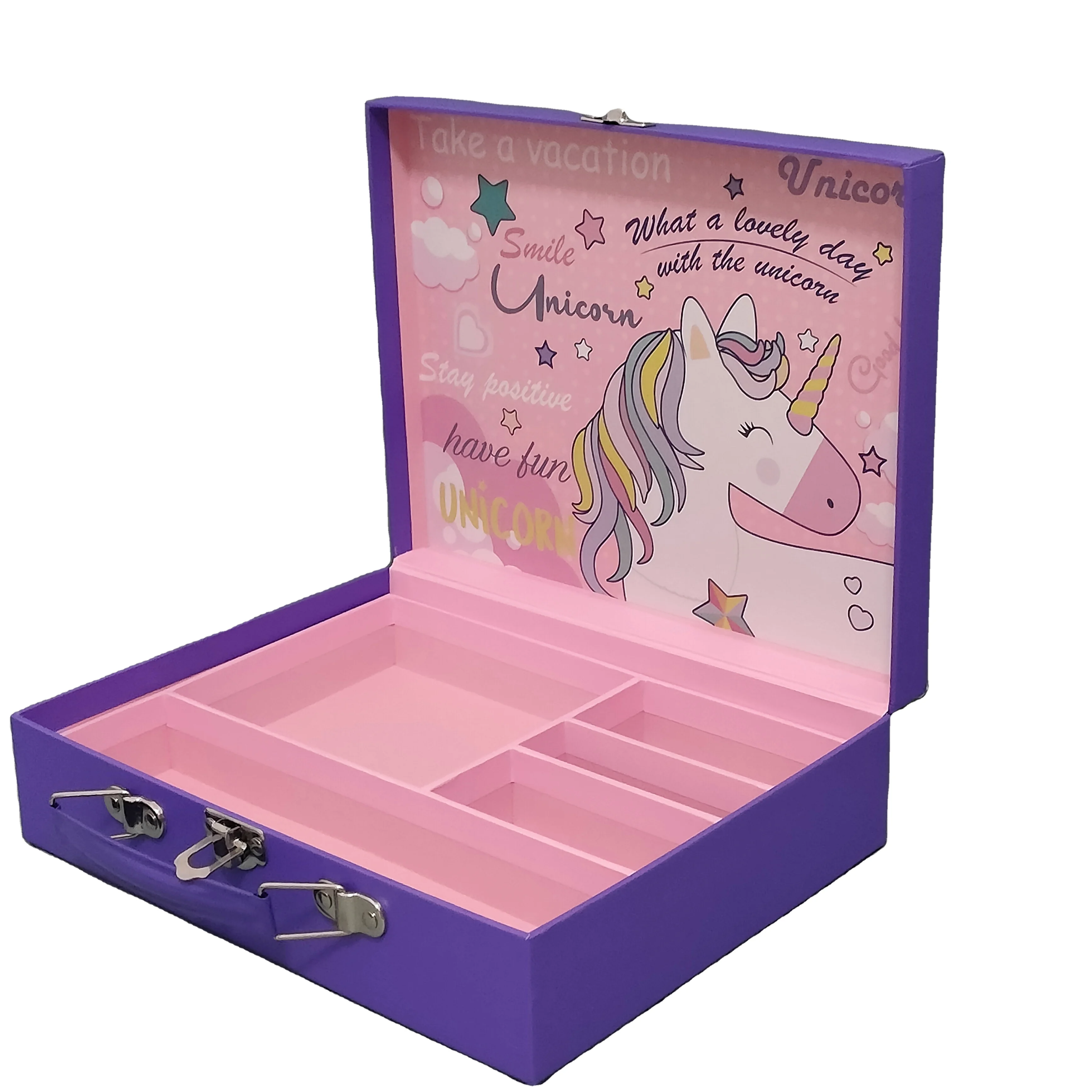 Hard Cardboard Handmade student cardboard packing suitcase box children cardboard case with metal handle baby suitcase box