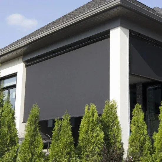 Outdoor Black Light Filtering Fabric  Waterproof Windproof Sun Shading Motorized retractable Roller Blinds Zip Screen