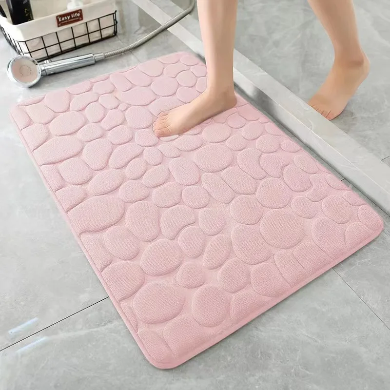 Cobblestone coral velvet doormat toilet absorbent foot mats home decoration  floor mat