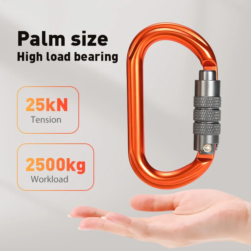 JRSGS 25kN 7075 Aluminum  Carabiner Customized Logo and Color Round Climbing Snap Hook Carabiner Hooks S7108TN