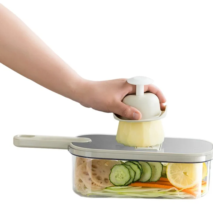 Kitchen Gadgets Carrot Onion Potato Vegetable Fruit Grater with Container Changeable Blade 6in1 Manual