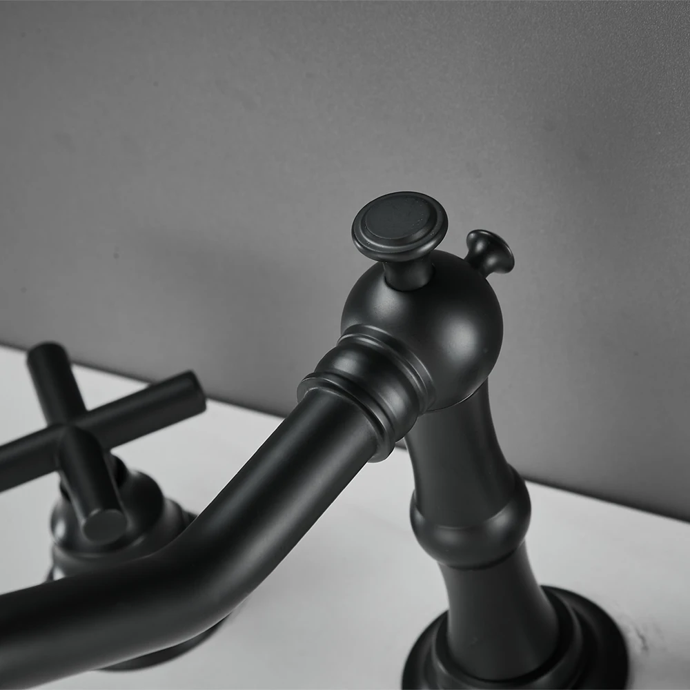 Sanitary ware 3 holes faucets deck mount matte black mixer tap bathroom basin faucet