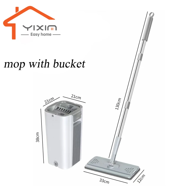 Hand Squeeze Scrapers Mop Bucket with Drainer Best Flat Mop