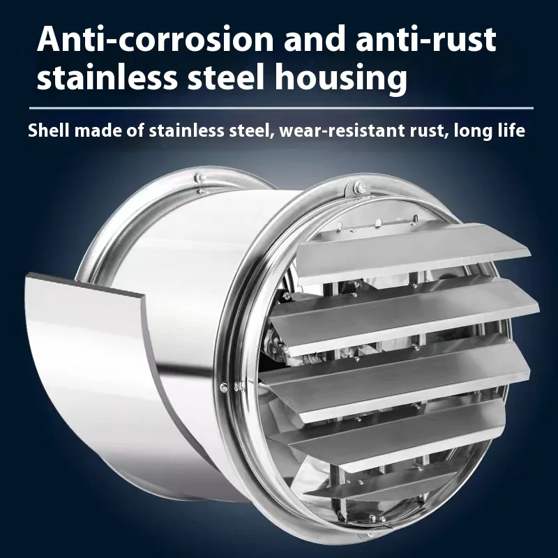 Stainless Steel High Speed Cylinder Fume Extractor Industrial Ventilating Fan with Shutters wall fans for room