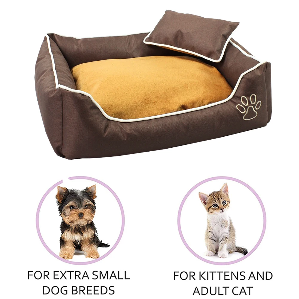 Dog Sofa Bed Pillow Washable with Removable Cover, Soft Cotton Stuffing