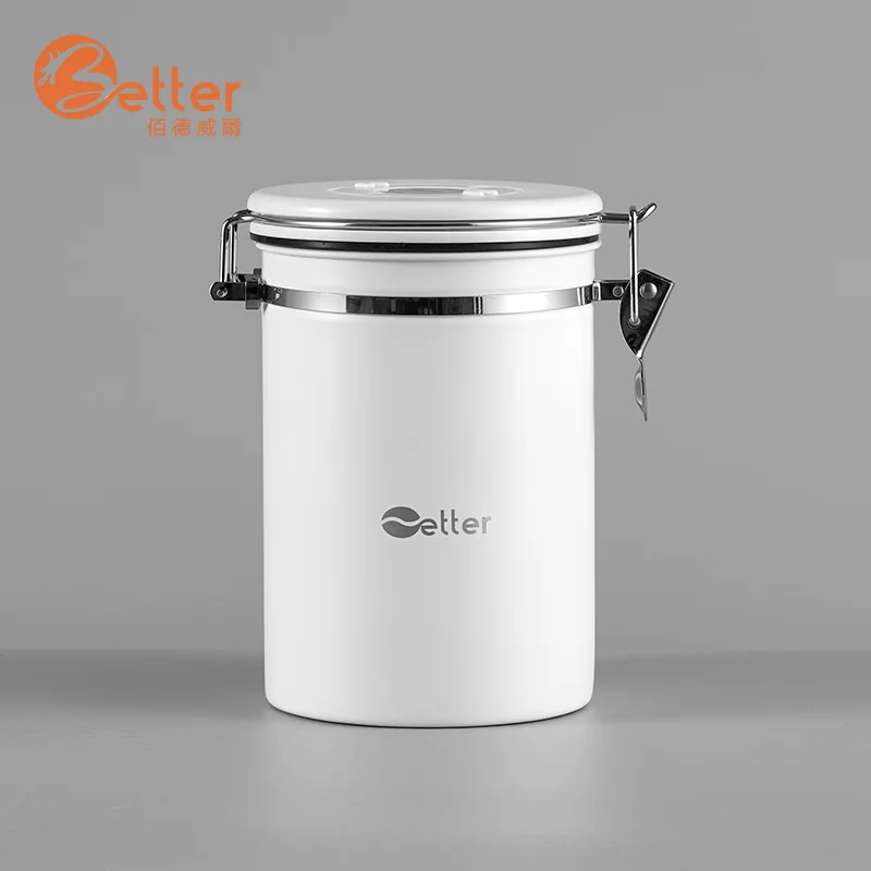 Wholesale Kitchen Metal Locking Clamp Tea Canister Set Airtight Stainless Steel Coffee Canister