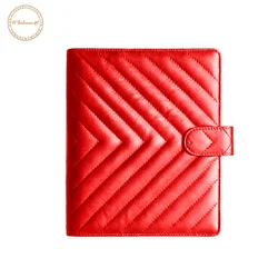 A5 Binder Leather Black Quilted Pu Logo Budget Dividers 6 Ring A5 Empty Leather Binder Planner Cover
