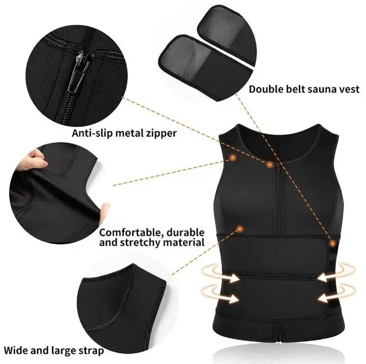 2024 Outdoor Fitness for men indoor training Slim Sweat Shaping shirt Sauna vest Weight loss double belt waist training Shaper