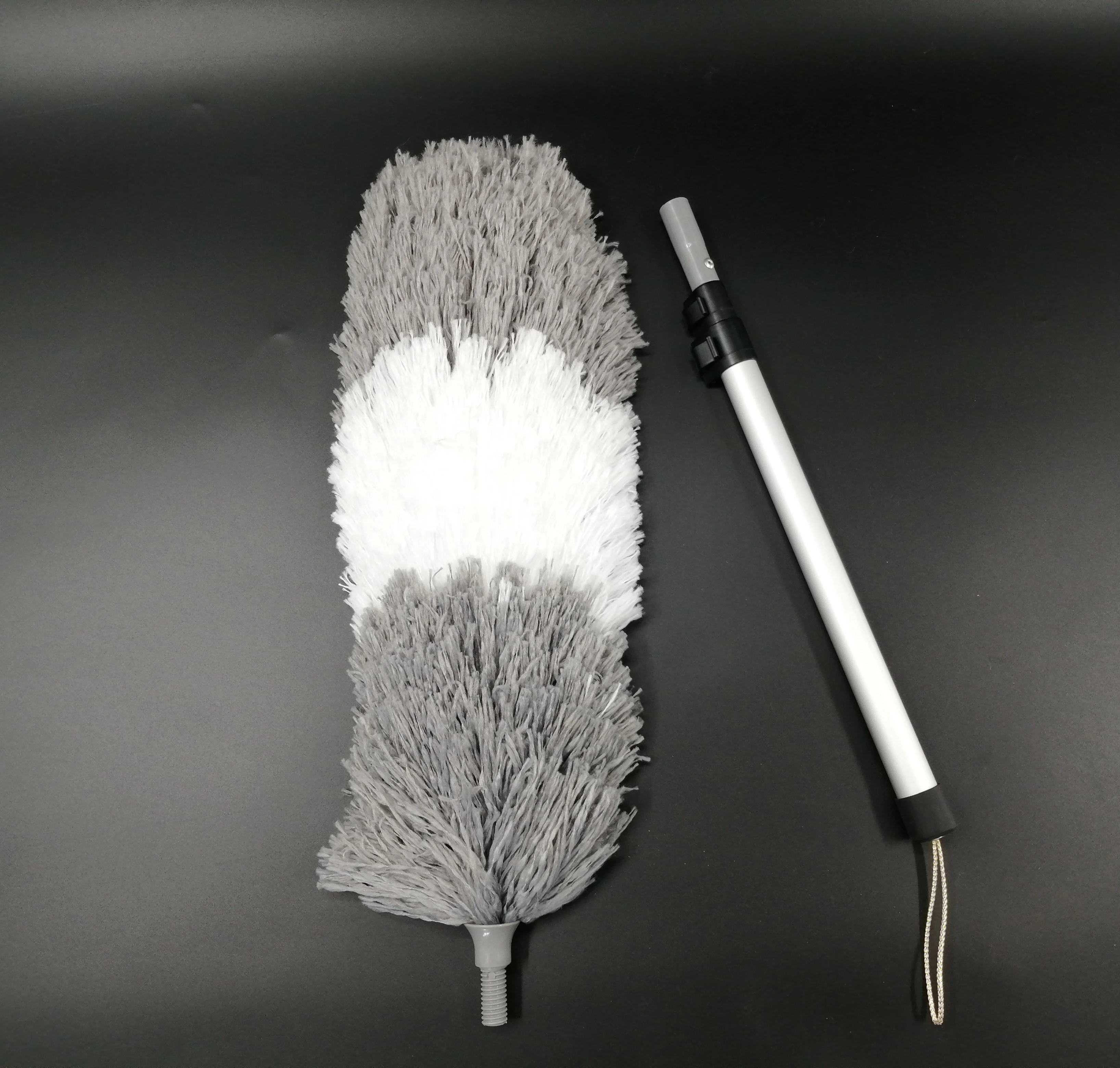 3 sections telescopic extendable aluminum pole microfiber flexible extendable pole duster