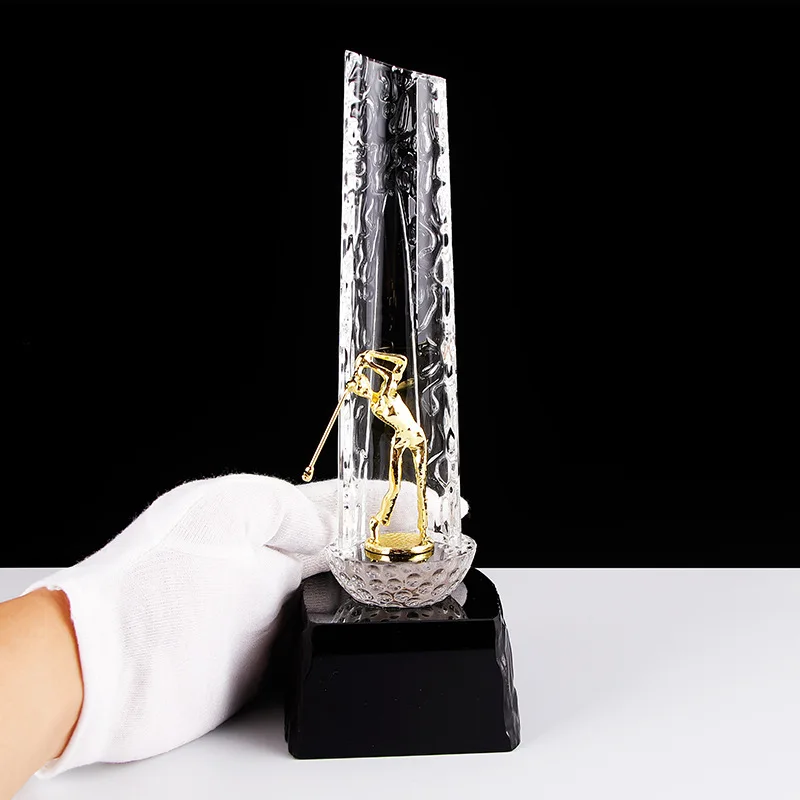 Honor of crystal Metal Eagle Golf Trophy With Crystal Base Award For Souvenir Business Gifts