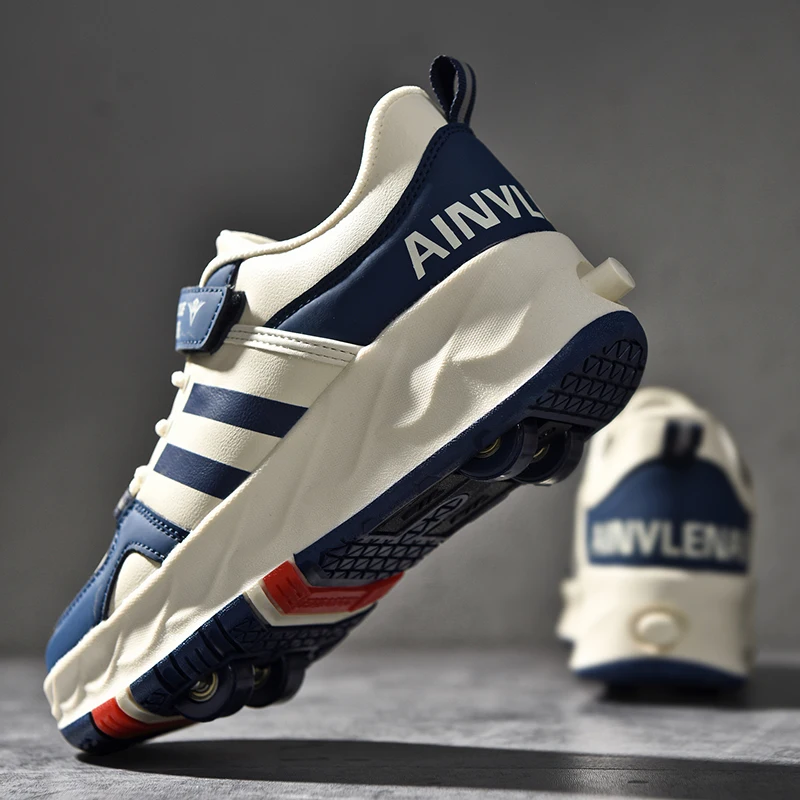 Kick Out Roller Shoes Skate Shoes For Kids Retractable Sneakers With 4 Wheels Wholesale