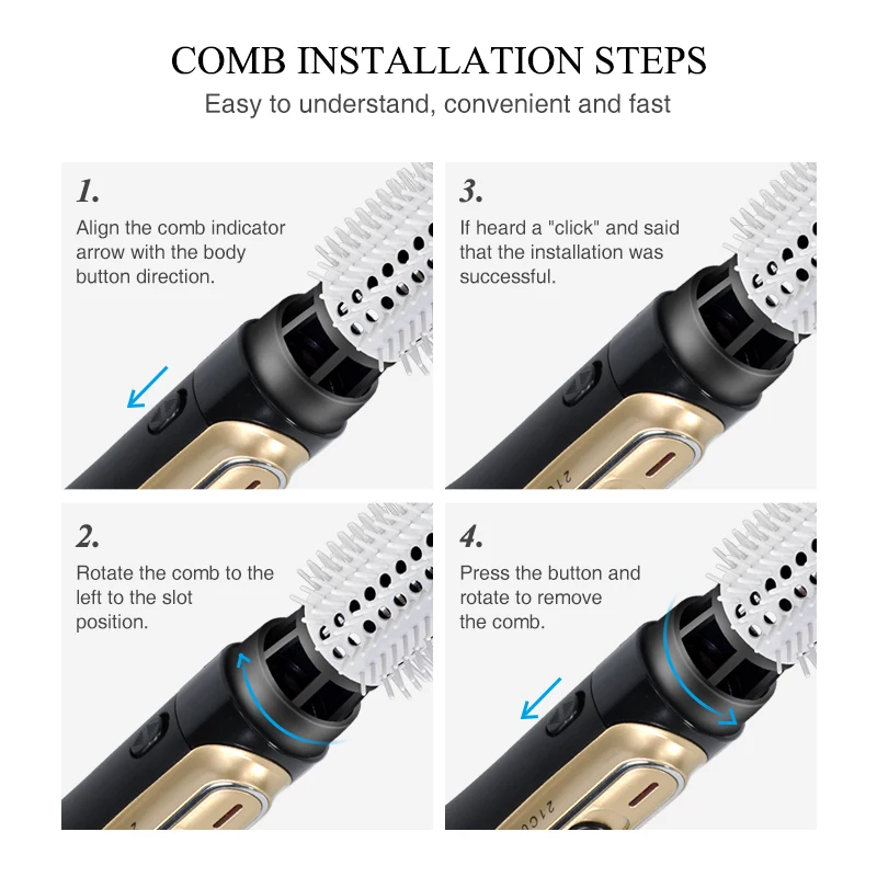 Hair Machine AC Motor Strong Wind Electric HairBrush Salon Station Hair Straightener Comb Hair Dryer Brush Straightener