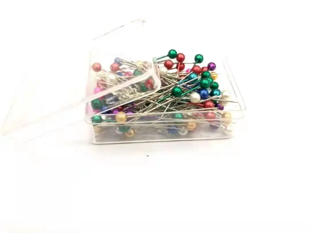 Factory Supply 100 Pcs Pearlescent Color Positioning Pins Dressmaking Pins Sewing Tools Round Pearl Head pin DIY Sewing