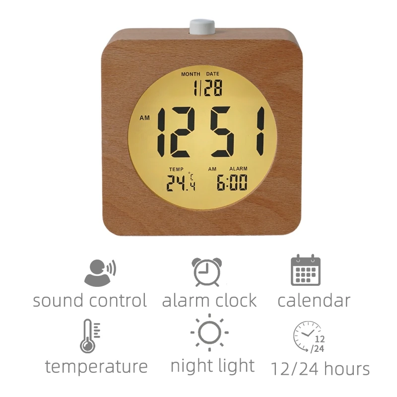 Большая скидка деревянный календарь с подсветкой и функцией повтора будильник для спальни