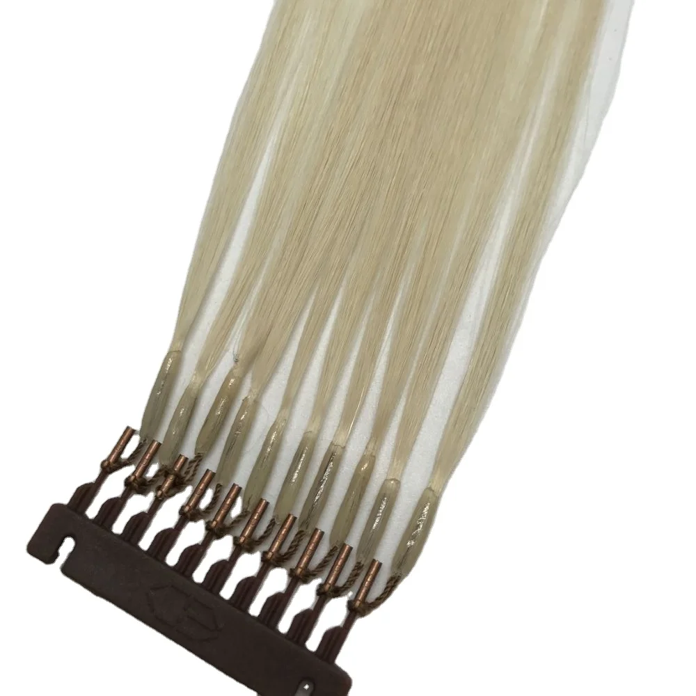 Factory wholesale price custom color double drawn remy hair blonde 6d hair extensions 1st and 2nd generation