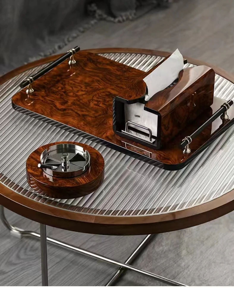 Piano paint high-end tissue box luxury version of light luxury smoking paper box high-end living room business ashtray set
