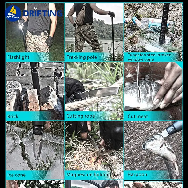 
Latest Design Multi-Functional Tactical Stick Personal Protection Self Defense Trekking Tools 