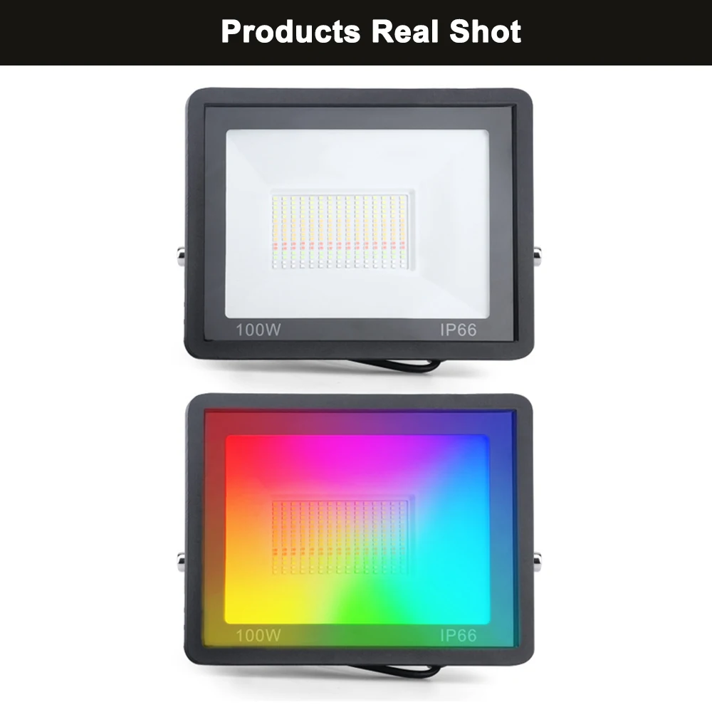 RGBCW LED Spotlight 100W Outdoor Smart Lighting 220V Waterproof Color Changing Spotlight Smart Control Floodlight