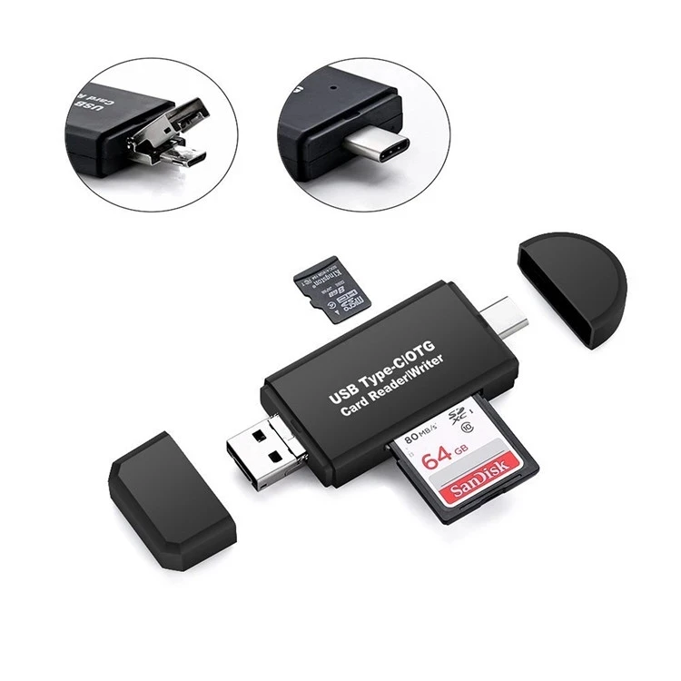  YC320 Тип C / micro USB 3 в 1 Универсальный складной многофункциональный TF SD кардридер для